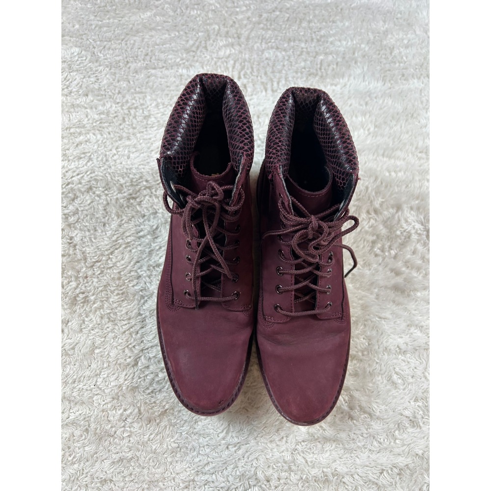 Timberland Kenniston Burgundy Snakeskin accent ankle Boots Size 8 - Picture 6 of 9